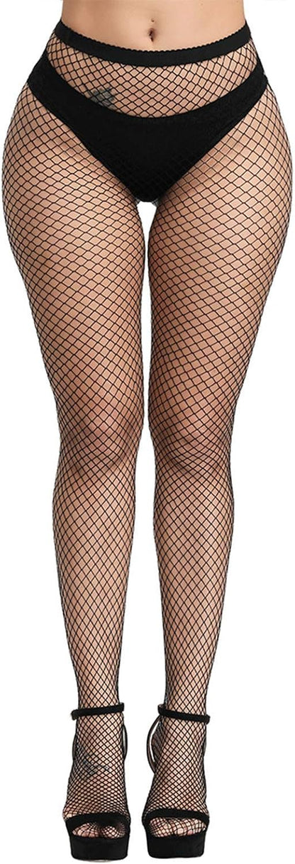 Sexy High Waisted Fishnet Tights for Women - Wide Mesh Stockings