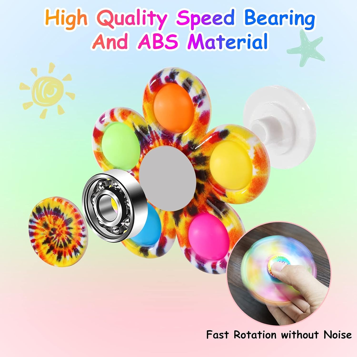 6-Pack Pop Fidget Spinners - Perfect Party Favors, Easter Basket Stuffers, and Classroom Prizes for Kids and Teens!