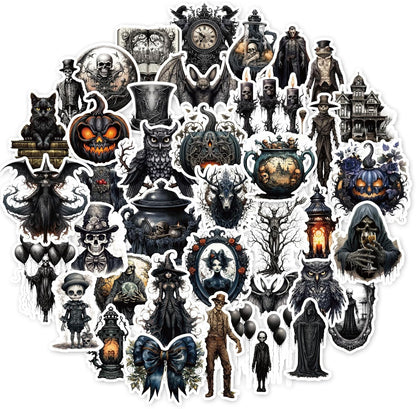 100 Pcs Goth Stickers, Retro Horriblr Skull Stickers for Adult, Scrapbook, Junk Journal, Collages, Decoration, Waterproof Vinyl Stickers for Laptop, Window, Water Bottles