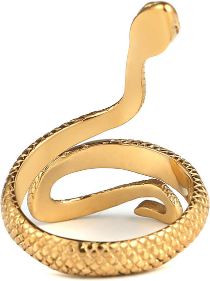 Gothic snake ring by HZMAN featuring retro stainless steel design, suitable for men and women, with intricate snake details.