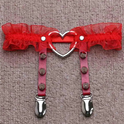 Lace Leg Garter Harness for Women Adjustable Heart Leg Harness Cosplay Goth Gothic Jewelry