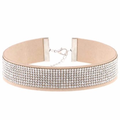 Trendy Harajuku crystal choker necklace with gothic black leather collar, perfect for punk fashion enthusiasts.