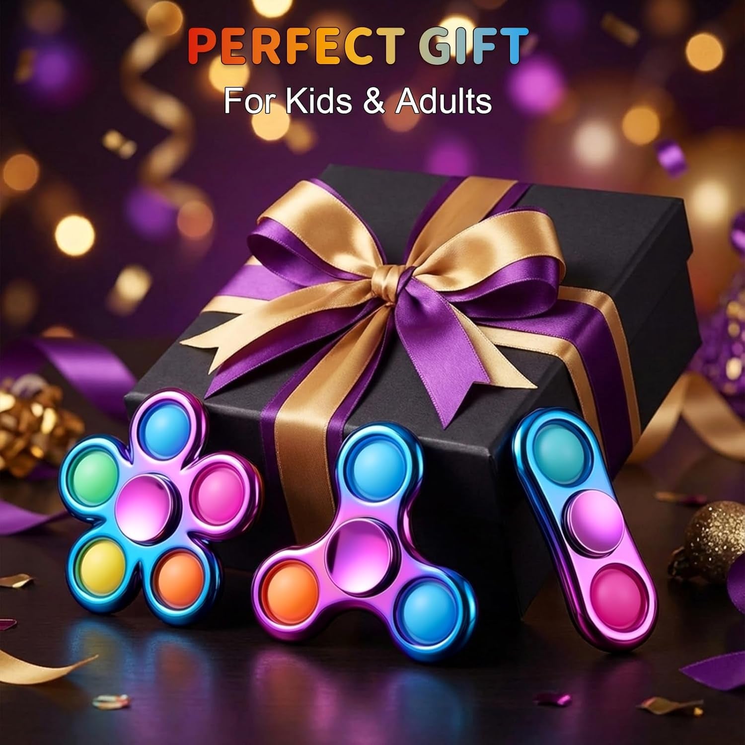 Stress Relief Fidget Toy 3-Pack - Pop Fidget Spinner for Kids & Adults, Perfect for Autism and ADHD Sensory Play