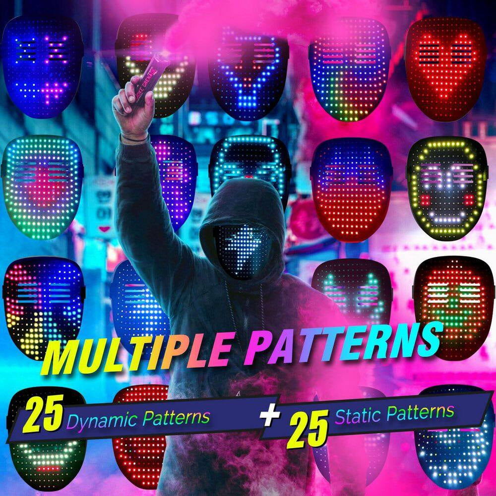 Transform Your Look with the LED Gesture Sensing Glow Mask - Perfect for Halloween, Raves, and Masquerades!