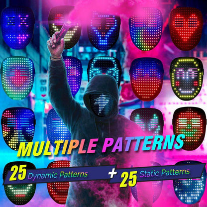 Transform Your Look with the LED Gesture Sensing Glow Mask - Perfect for Halloween, Raves, and Masquerades!