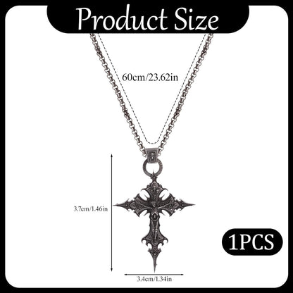 Cluksik Gothic cross necklace with dark metal pendant, ideal for grunge and emo fashion, everyday wear or special occasions