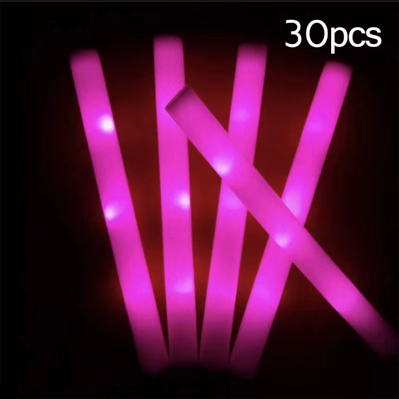 Vibrant 15/30 Pcs LED Glow Sticks - Colorful RGB Cheer Tubes for Parties, Weddings, and Events!
