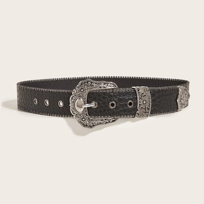Luxury unisex goth Y2K jeans belt by PressureDen.store, black punk accessory with a 3.8cm waistband, boho style for men and women.