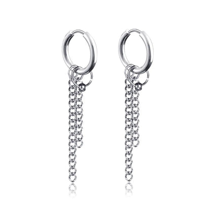 New Punk Stainless Steel Chain Hoop Earrings for Women Men 2021 Trendy Goth Pop Hip Hop Pendants Ear Jewelry Accessories Earring