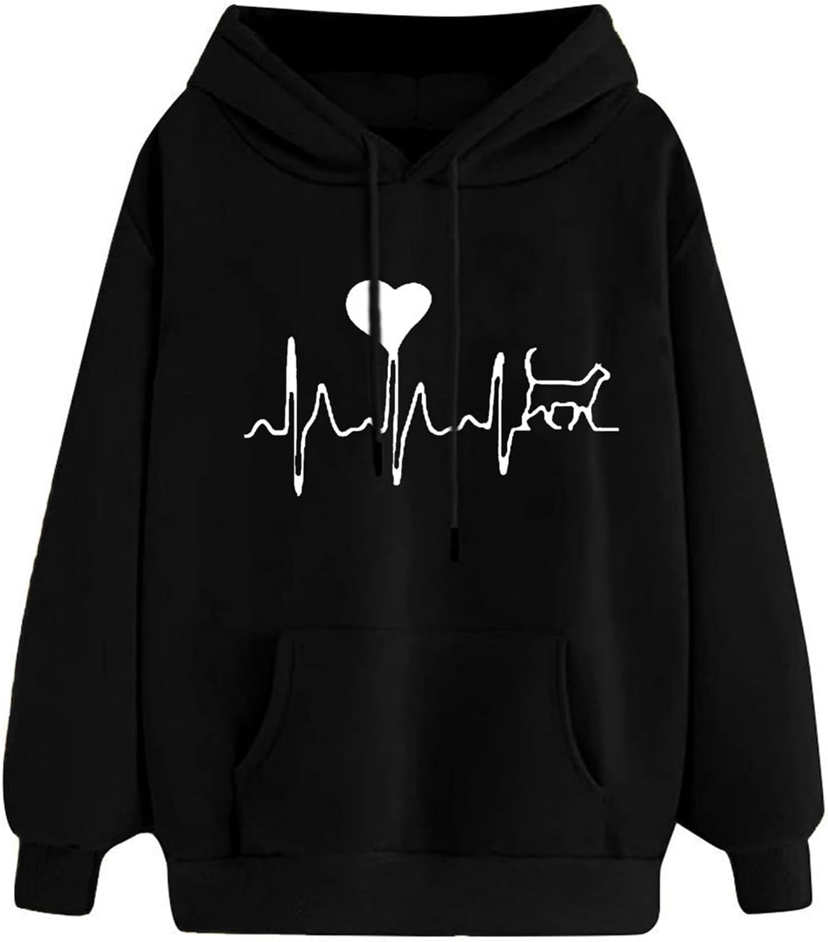 Lightweight women's hoodie with heart print by PressureDen.store, featuring a cozy pullover design for stylish fall wear.