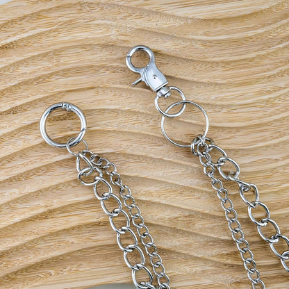 Silver pants chain by WXCATIM featuring a lobster claw clasp, stylish hip hop wallet chain for men and women.