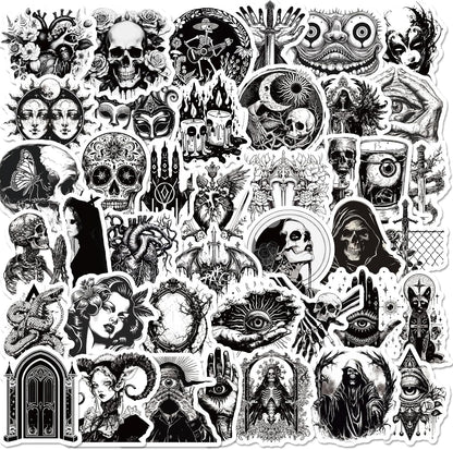 100 Pcs Dark Aesthetic Goth Stickers for Adults, Skull Sticker Packs for Water Bottle Kindle Laptop Phone DIY Crafts Card Making Scrapbook Art Journal