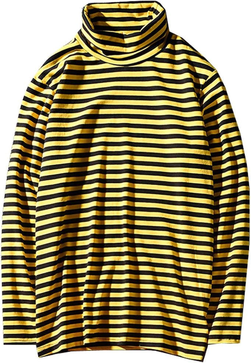 Mens Shirt Striped Black White Cotton Spandex Crewneck Long Sleeve Basic Pullover Stripe Casual Crew Tee Shirt