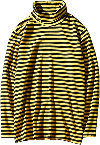 Mens Shirt Striped Black White Cotton Spandex Crewneck Long Sleeve Basic Pullover Stripe Casual Crew Tee Shirt