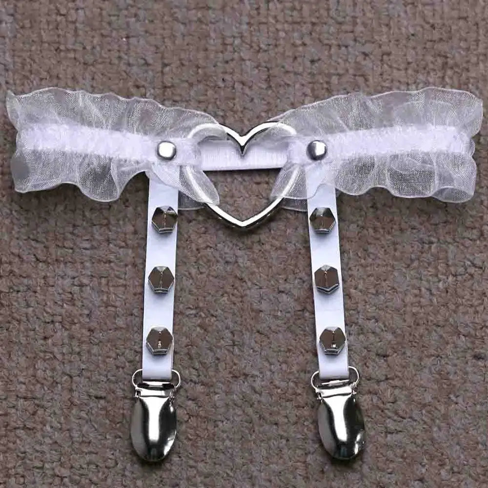 Lace Leg Garter Harness for Women Adjustable Heart Leg Harness Cosplay Goth Gothic Jewelry