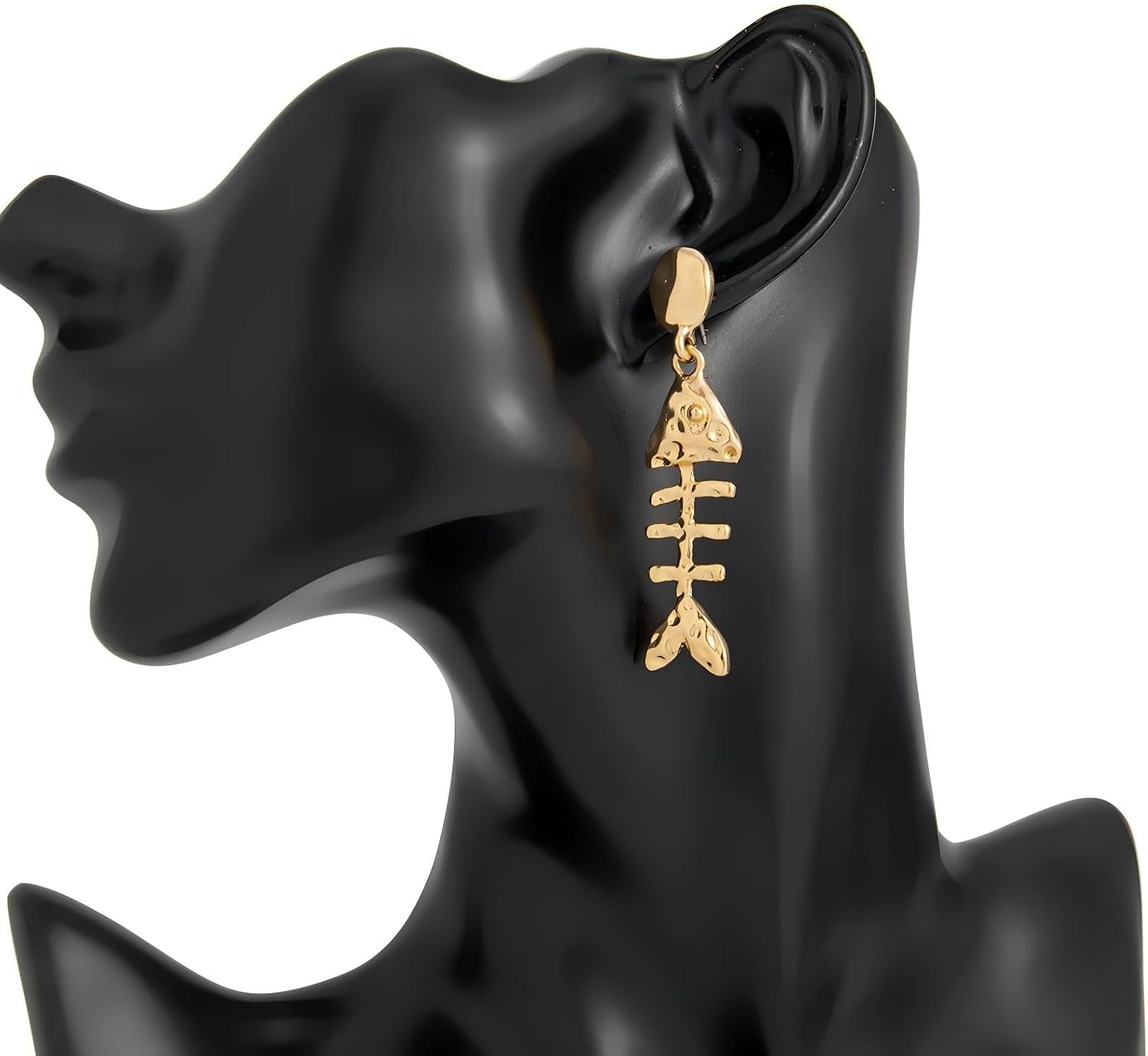 Gold and silver Gothic Grunge Fish Dangle Earrings by ZDPIQ, featuring Y2K punk-inspired drop jewelry for women.