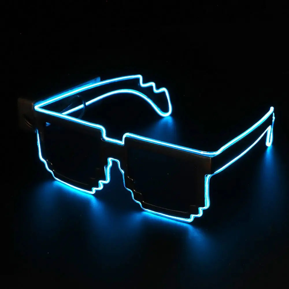 Mosaic LED Glow-in-the-Dark Glasses - Perfect for Rave Parties & Neon Christmas Fun!