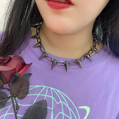 Spike Chokers for Women Choker Goth Necklaces Mens Chain Choker Collar Punk Streetwear Handmade Adjustable Vintage Rivet Jewelry