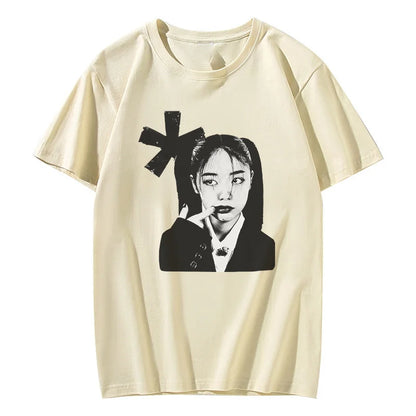 Unisex Y2K graphic print T-shirt by PressureDen.store featuring bold designs, short sleeves, and a hip hop Harajuku streetwear style.