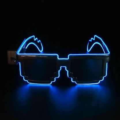 Mosaic LED Glow-in-the-Dark Glasses - Perfect for Rave Parties & Neon Christmas Fun!