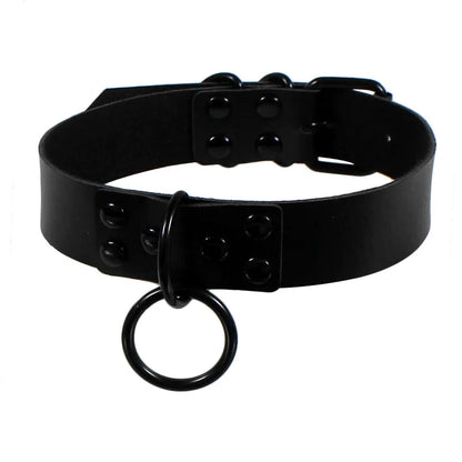 Black leather choker with edgy metal spikes, Gothic punk jewelry perfect for parties and festivals.