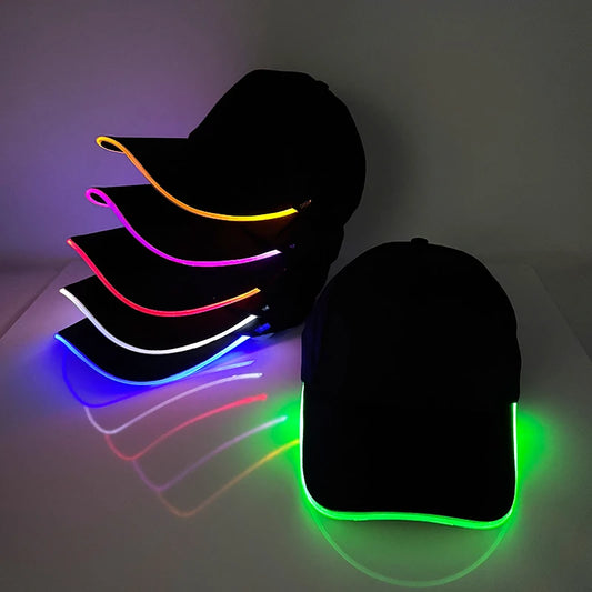 Illuminate Your Style: Glow-in-the-Dark LED Baseball Cap for Raves, Festivals, and Parties - Unisex Hip-Hop Fashion