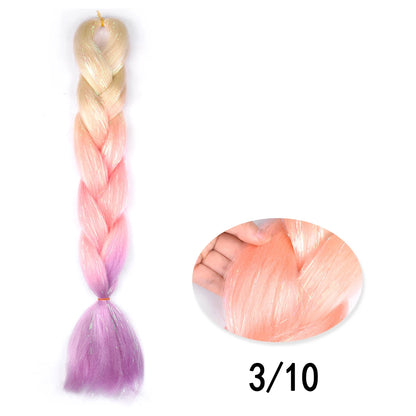 Rainbow Ombre Jumbo Braid Hair Glitter Tinsel Extensions - Sparkle Up Your Festival Look!