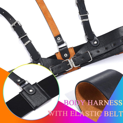 Punk Women Waist Belts PU Leather Fashion Body Chain Belt Rave Halloween Accessories Belt Adjustable Goth