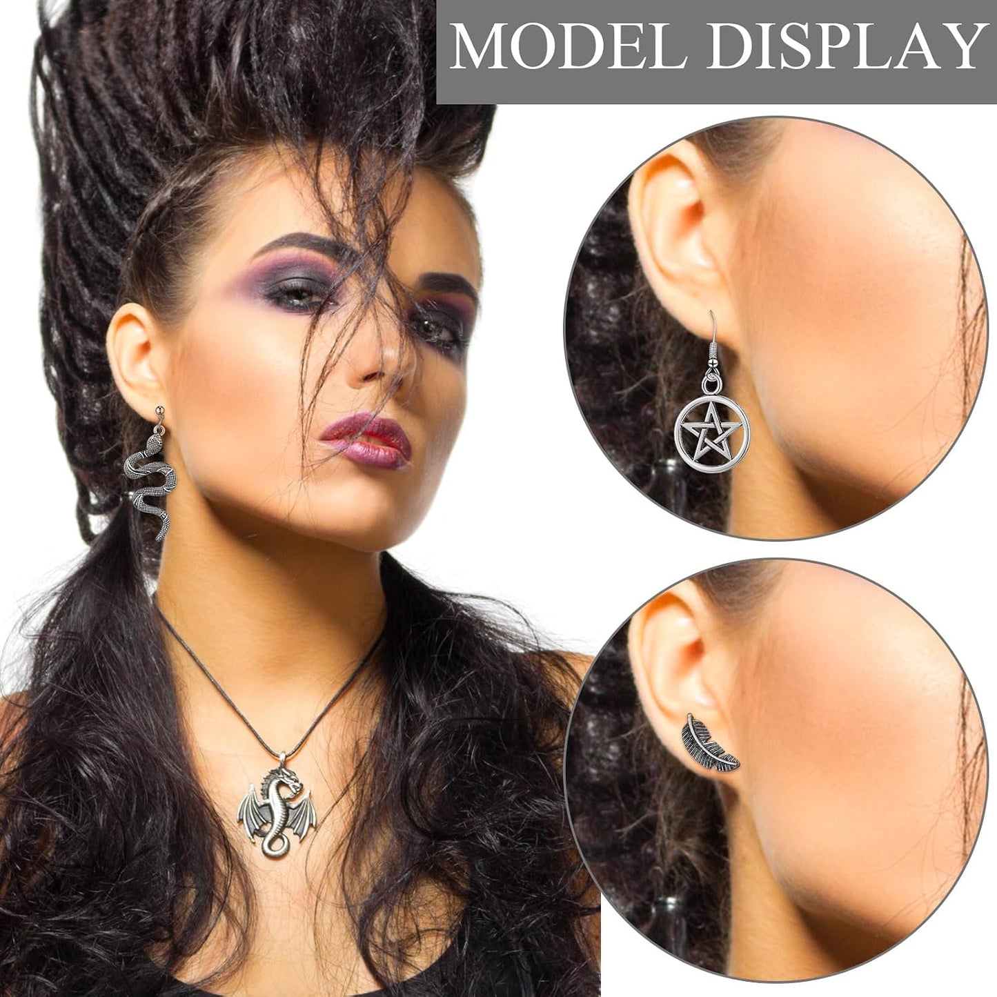 40 Pairs Gothic Earrings Set for Women Men Punk Grunge Y2K Dangle Earrings Bat Cross Snake Skull Goth Jewelry Set