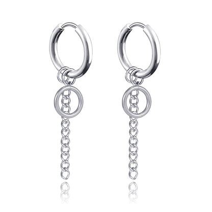 New Punk Stainless Steel Chain Hoop Earrings for Women Men 2021 Trendy Goth Pop Hip Hop Pendants Ear Jewelry Accessories Earring