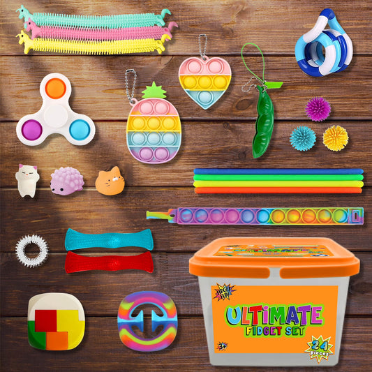 Ultimate 24-Piece Orange Fidget Set for Stress Relief and Focus