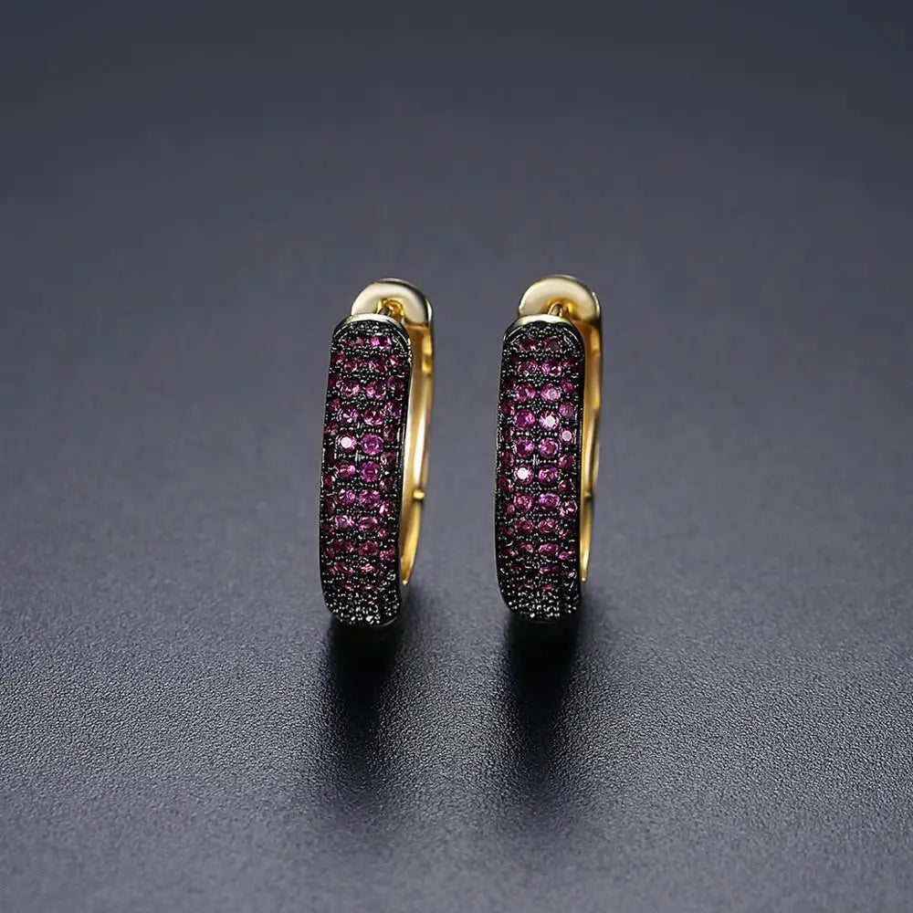 Charm Hip Hop CZ round Hoop Earring for Men Goth Black Cubic Zirconia Iced Cut Crystals Korean Fashion Trendy Accessories