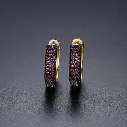 Charm Hip Hop CZ round Hoop Earring for Men Goth Black Cubic Zirconia Iced Cut Crystals Korean Fashion Trendy Accessories