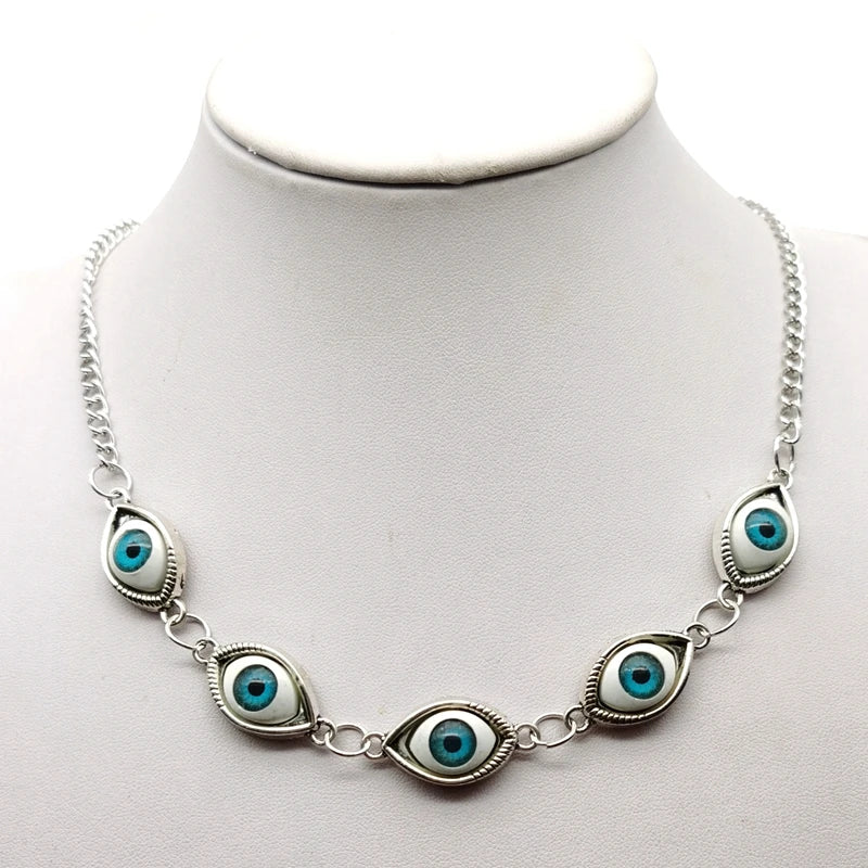 Goth Gothic Kpop Evil Eye Chain Necklace for Man Women Pendant Choker Necklace New Fashion Jewelry Vintage Punk