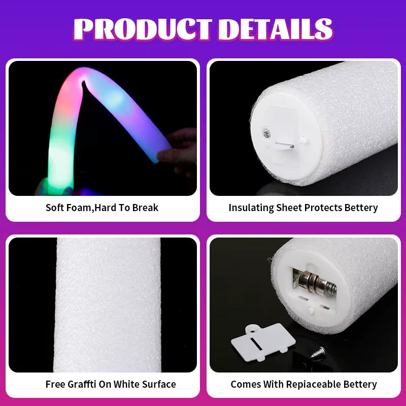 Vibrant 15/30 Pcs LED Glow Sticks - Colorful RGB Cheer Tubes for Parties, Weddings, and Events!
