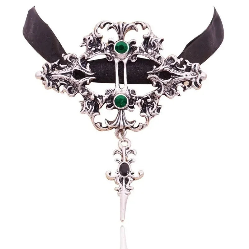 Gothic dragon bat eagle heart rose pendant necklace with intricate design, silver-tone jewelry for men and women.