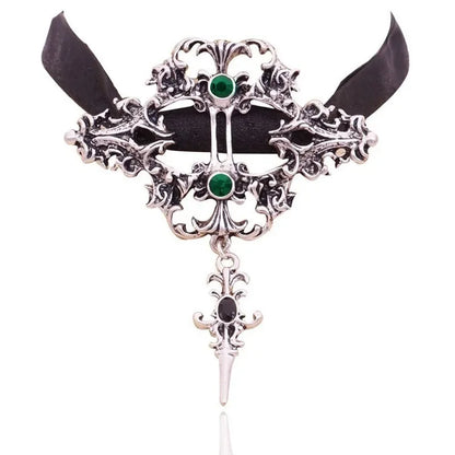 Gothic dragon bat eagle heart rose pendant necklace with intricate design, silver-tone jewelry for men and women.