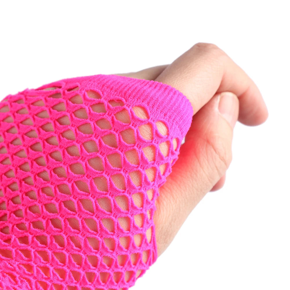 Edgy Fishnet Fingerless Gloves for Women - Punk Goth Hollow Out Disco Style