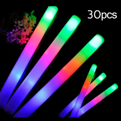 Vibrant 15/30 Pcs LED Glow Sticks - Colorful RGB Cheer Tubes for Parties, Weddings, and Events!