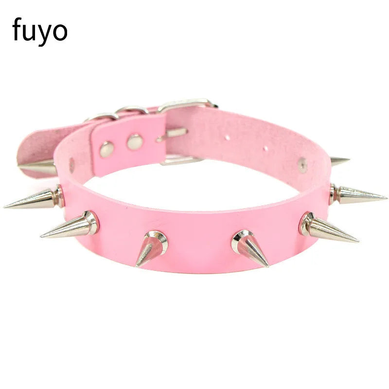 Sexy Goth Choker Necklace Men Punk Rock Heart Geometry PU Necklace for Women Choker Gothic Bondage Goth Jewelry Chocker Neck