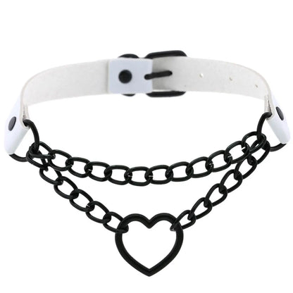 Y2K Gothic punk heart choker necklace from PressureDen.store, stylish Harajuku jewelry for women and girls, featuring a bold heart pendant.