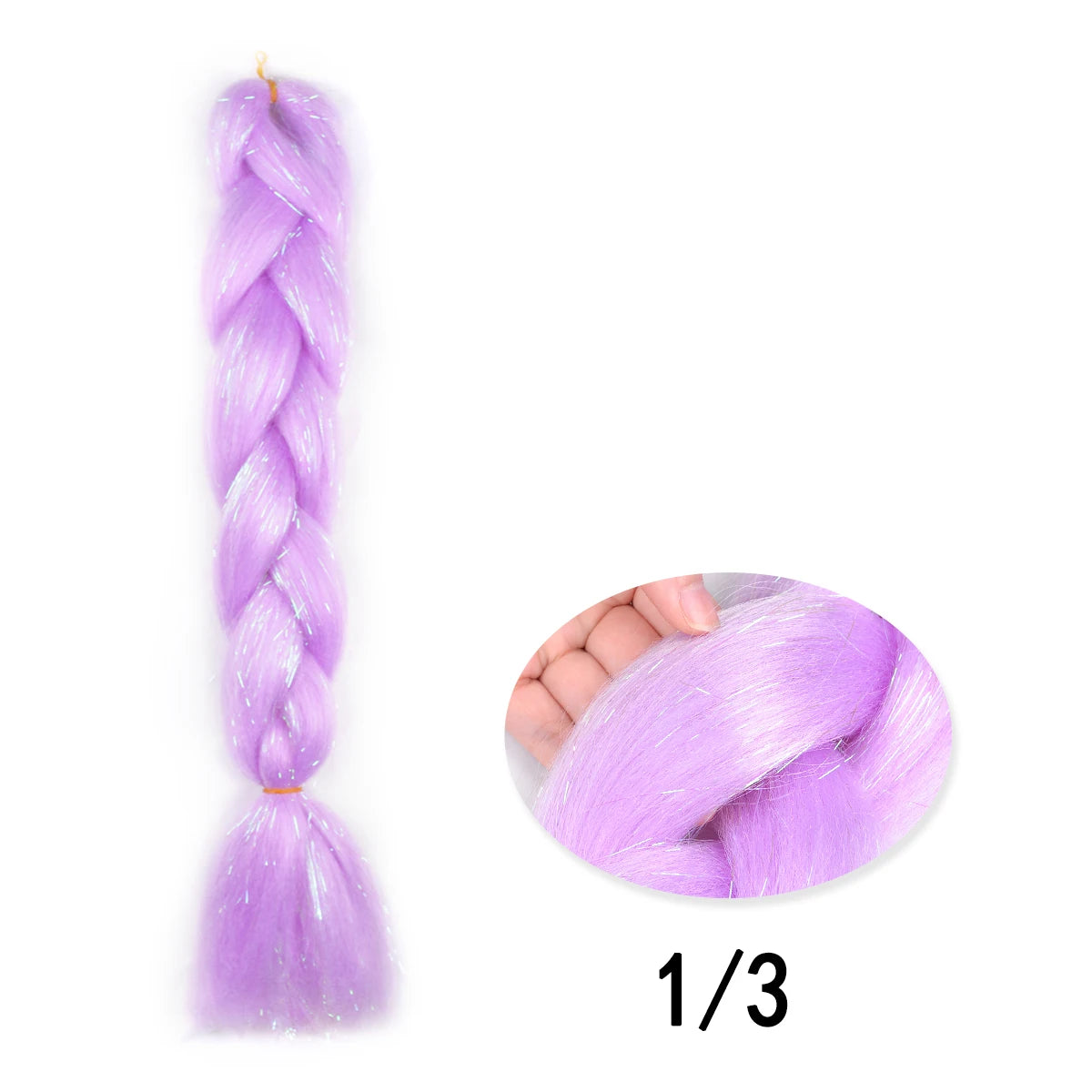 Rainbow Ombre Jumbo Braid Hair Glitter Tinsel Extensions - Sparkle Up Your Festival Look!