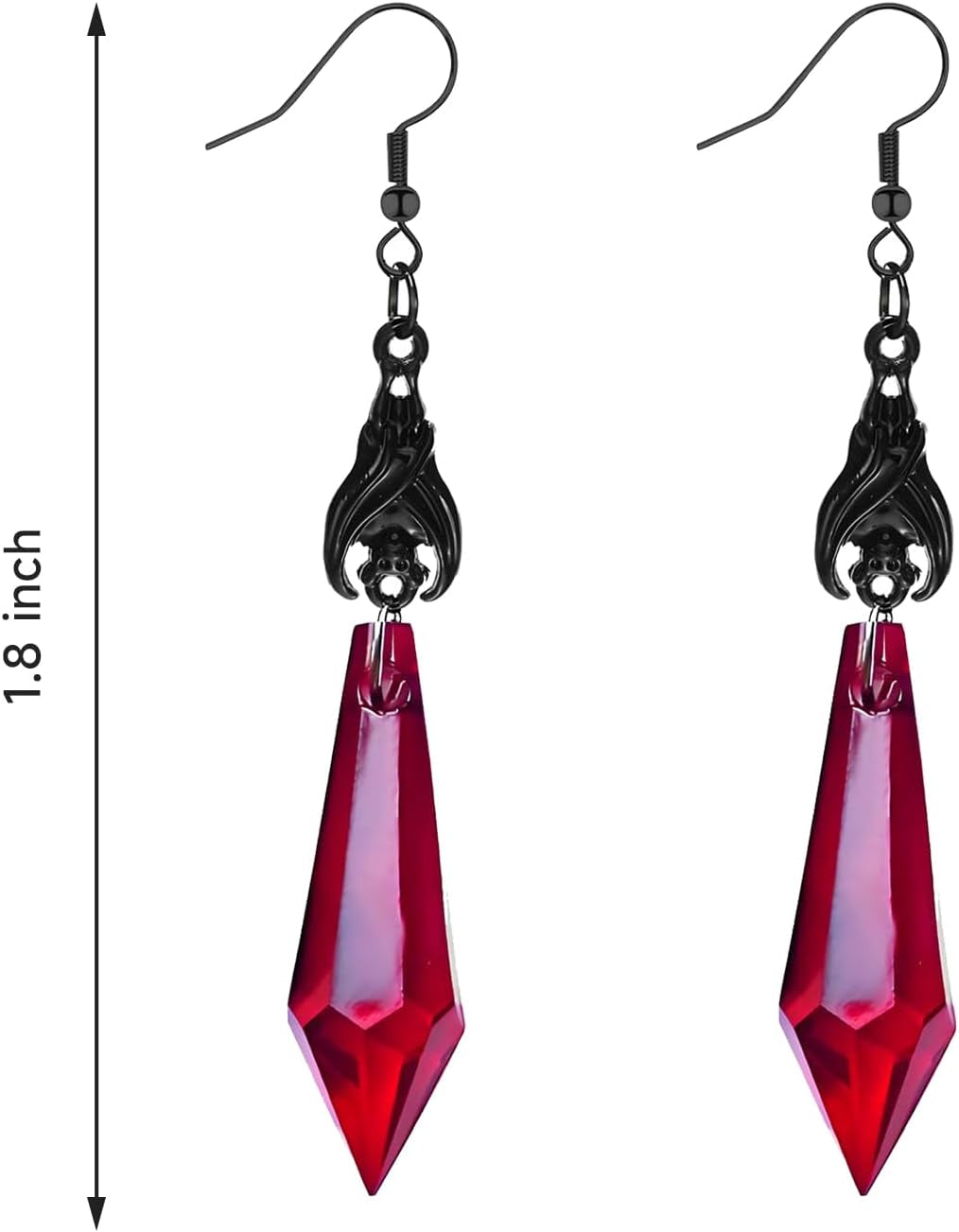 Halloween Earrings Gothic Dark Bat Earrings with Red Crystal Gems Punk Rock Animal Dangle Drop Earrings Vampire Halloween Costume Jewelry Goth Accessories for Women