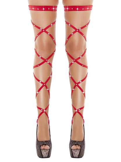 Ravishing Rhinestone-Embellished Transparent Fishnet Thigh-High Stockings for Unforgettable Rave Elegance