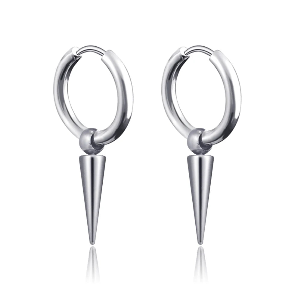 New Punk Stainless Steel Chain Hoop Earrings for Women Men 2021 Trendy Goth Pop Hip Hop Pendants Ear Jewelry Accessories Earring
