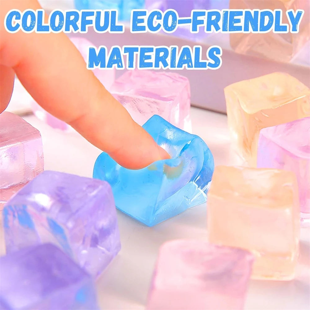 Kawaii Mini Squishy Ice Block Stress Balls - Stress Relief Squeeze Toy (1/3/5/10 PCS)