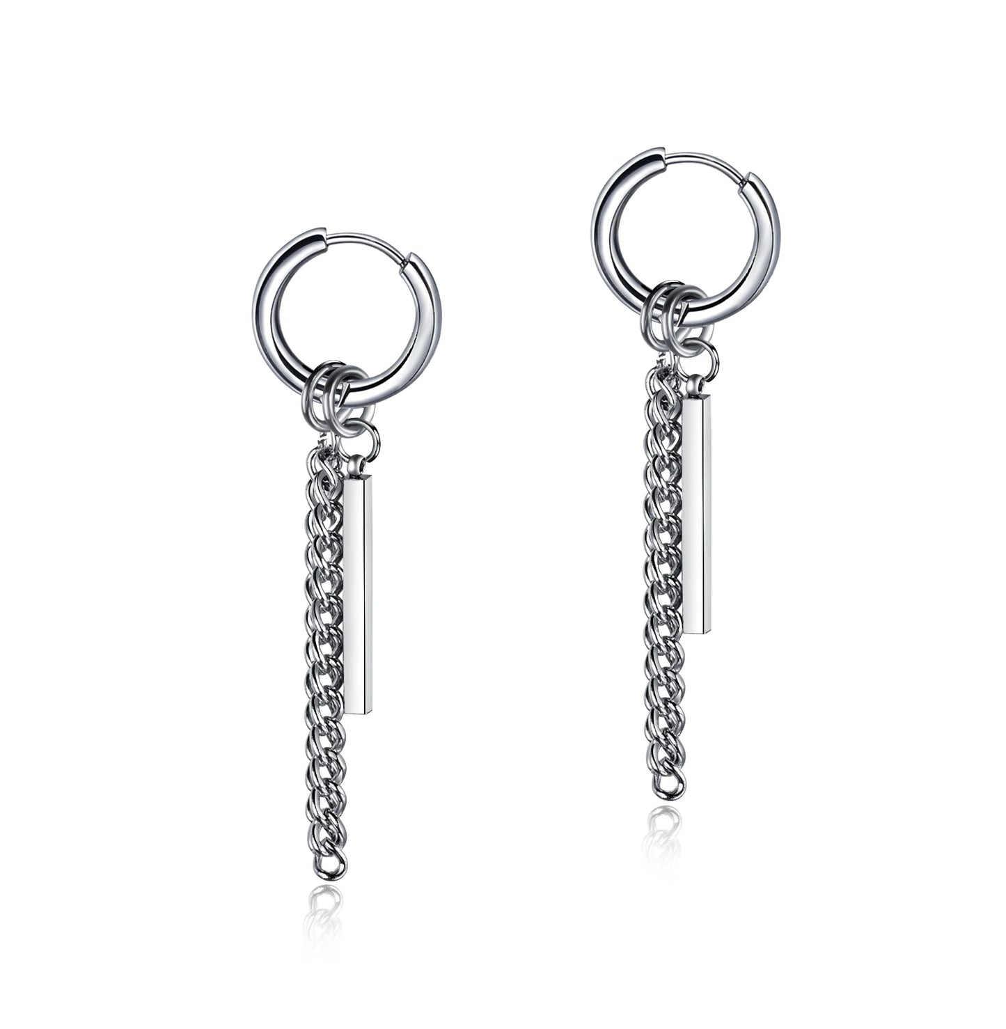 New Punk Stainless Steel Chain Hoop Earrings for Women Men 2021 Trendy Goth Pop Hip Hop Pendants Ear Jewelry Accessories Earring
