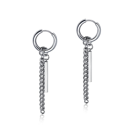 New Punk Stainless Steel Chain Hoop Earrings for Women Men 2021 Trendy Goth Pop Hip Hop Pendants Ear Jewelry Accessories Earring