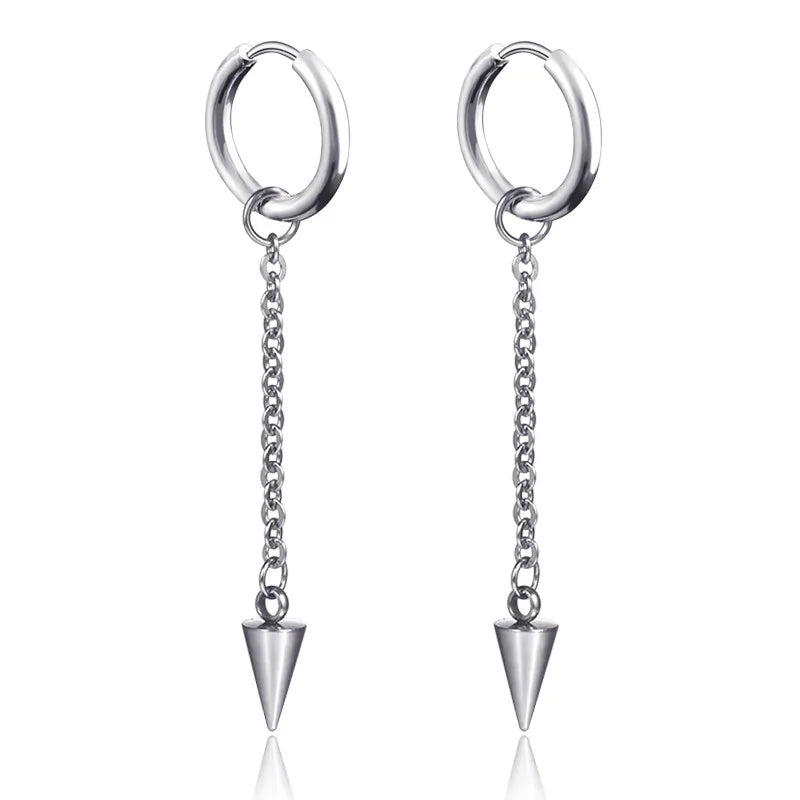 New Punk Stainless Steel Chain Hoop Earrings for Women Men 2021 Trendy Goth Pop Hip Hop Pendants Ear Jewelry Accessories Earring