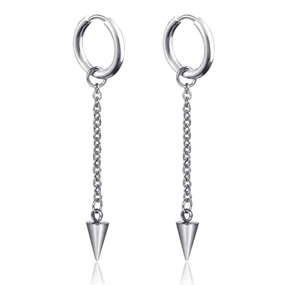 New Punk Stainless Steel Chain Hoop Earrings for Women Men 2021 Trendy Goth Pop Hip Hop Pendants Ear Jewelry Accessories Earring